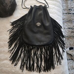 Black Fringe Leather Bag